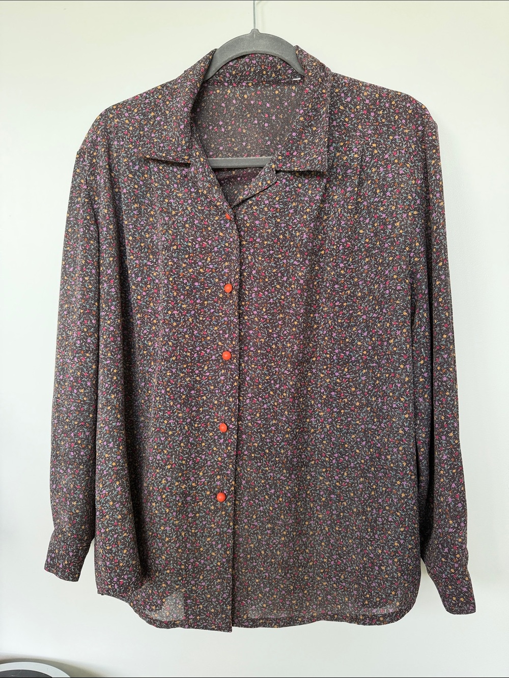 Vintage Button-Up Blouse in Multi Floral Print